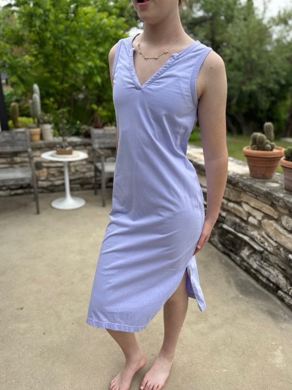 Pact Organic Lavender Maxi Knit Tank Dress